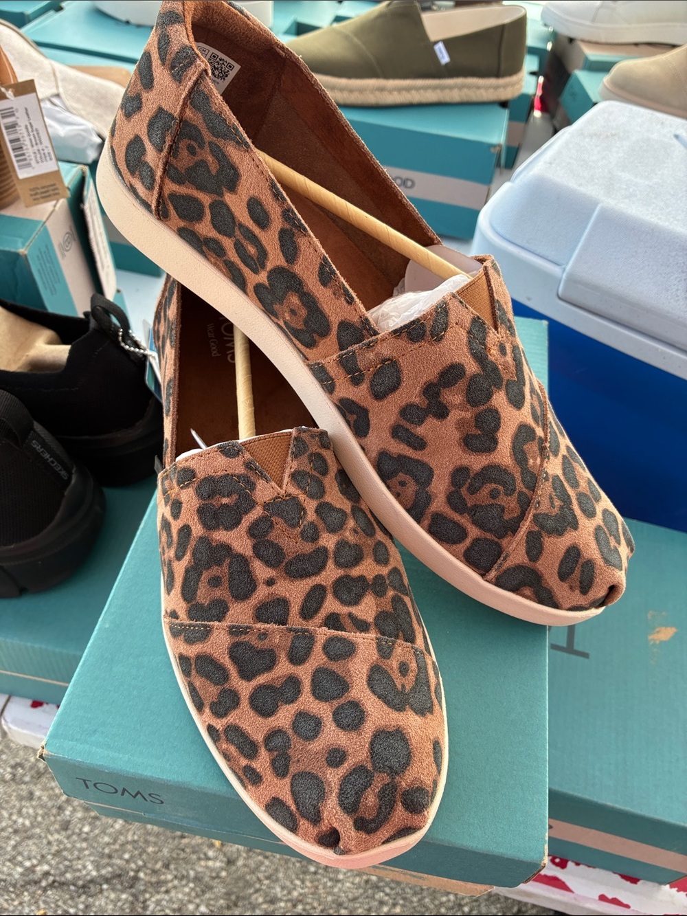 Toms Leopard Print Slip-On Flats - Brown & Black